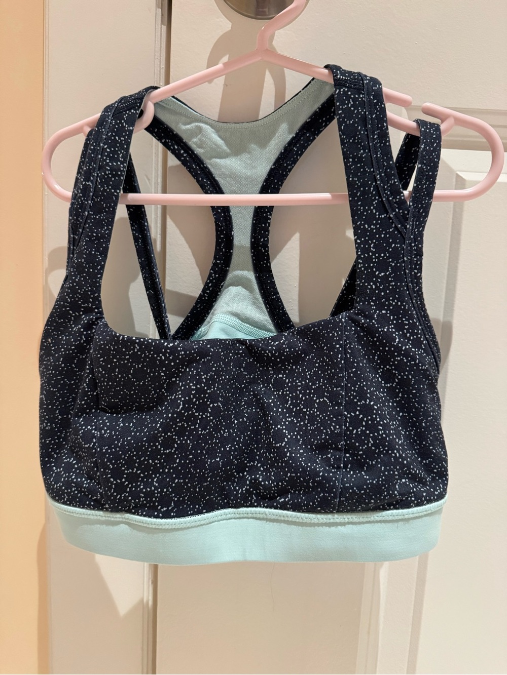 lululemon athletica Blue Speckle Racerback Sports Bra with Mint Band Size 6